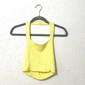 SHEIN yellow knit halter top size small